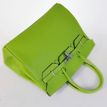 Hermes Original leather HB35 Ladies Cow Leather Green Handbag