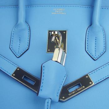 Hermes Original leather 6089 Ladies Handbag Blue