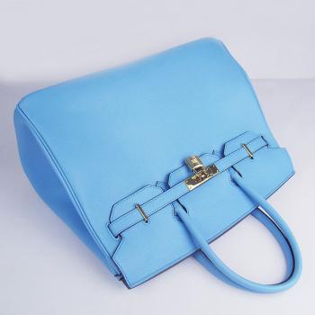 Hermes Original leather 6089 Ladies Handbag Blue