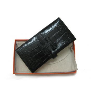 Hermes Wallet H1115 Ladies Wallet Black