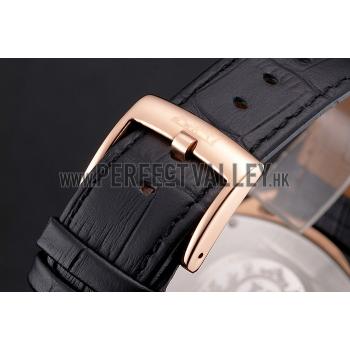 Hermes Dressage Light Brown Dial Rose Gold Case Black Leather Strap