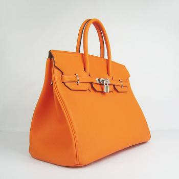 Hermes Original leather 6089 Ladies Cow Leather Orange Handbag