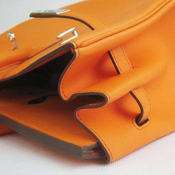 Hermes Original leather 6089 Ladies Cow Leather Orange Handbag