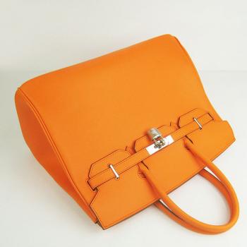 Hermes Original leather 6089 Ladies Cow Leather Orange Handbag