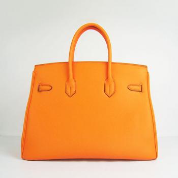 Hermes Original leather 6089 Ladies Cow Leather Orange Handbag