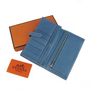 Hermes Wallet H008 Wallet Cow Leather Blue