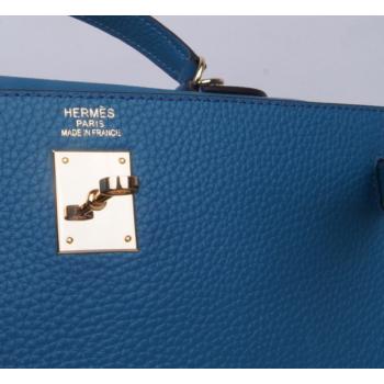 Hermes Kelly H1043 Ladies Cow Leather Blue Handbag