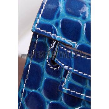 Hermes Kelly Longue Clutch Crocodile Leather Blue Electric 608167