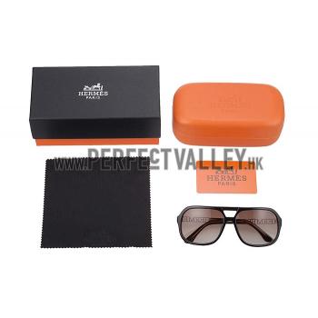 Hermes Aviator With Hermes Logo Brown Sunglasses 307851