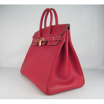 Hermes Birkin 6099 Handbag Cow Leather Red