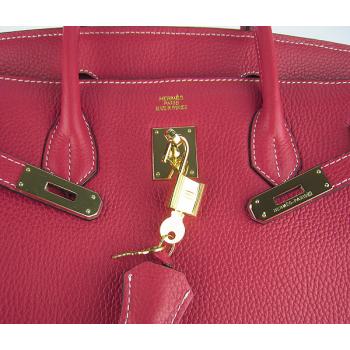 Hermes Birkin 6099 Handbag Cow Leather Red