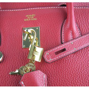 Hermes Birkin 6099 Handbag Cow Leather Red