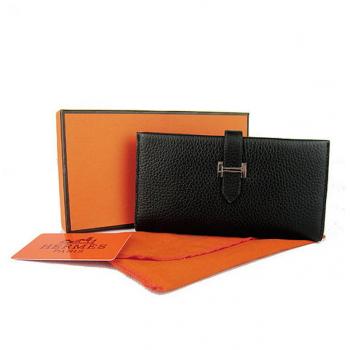 Hermes Wallet H008 Wallet Cow Leather Black