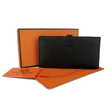 Hermes Wallet H008 Wallet Cow Leather Black