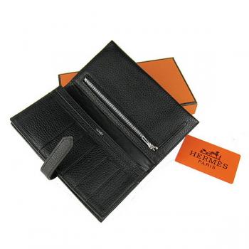 Hermes Wallet H008 Wallet Cow Leather Black