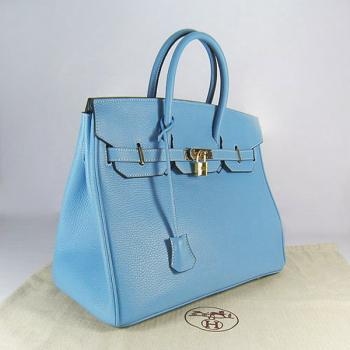 Hermes Birkin 6089 Ladies Cow Leather Blue Bag