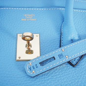 Hermes Birkin 6089 Ladies Cow Leather Blue Bag