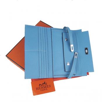 Hermes Clutches H009 Ladies Lambskin Blue Bag