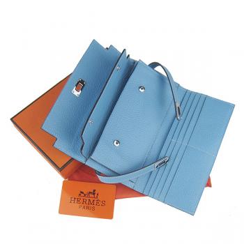 Hermes Clutches H009 Ladies Lambskin Blue Bag