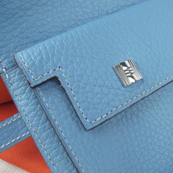 Hermes Clutches H009 Ladies Lambskin Blue Bag