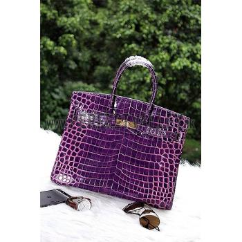 Replica Hermes Birkin 35 Crocodile Leather Cassis 608053