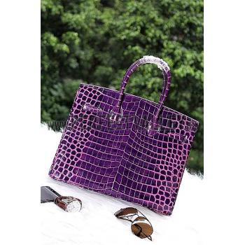 Replica Hermes Birkin 35 Crocodile Leather Cassis 608053