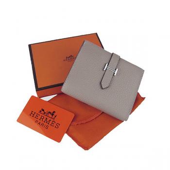 Hermes Wallet H006 Ladies Cow Leather Grey