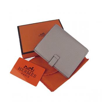 Hermes Wallet H006 Ladies Cow Leather Grey