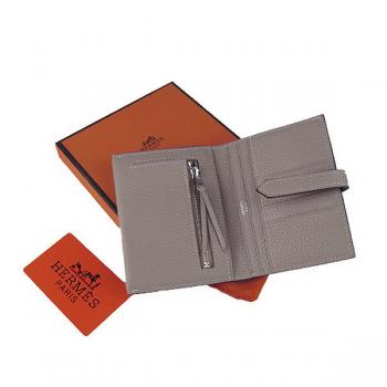 Hermes Wallet H006 Ladies Cow Leather Grey