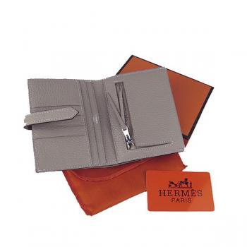 Hermes Wallet H006 Ladies Cow Leather Grey