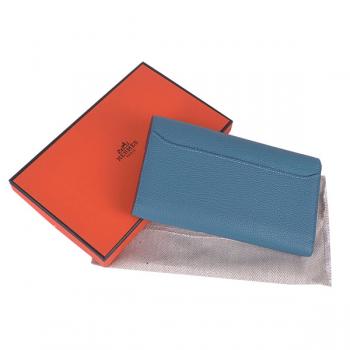 Hermes Wallet H6023 Ladies Cow Leather Blue