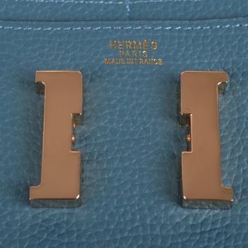 Hermes Wallet H6023 Ladies Cow Leather Blue