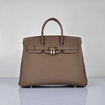 Hermes Original leather 6089 Handbag Lambskin Coffee