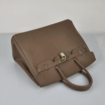 Hermes Original leather 6089 Handbag Lambskin Coffee