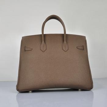 Hermes Original leather 6089 Handbag Lambskin Coffee