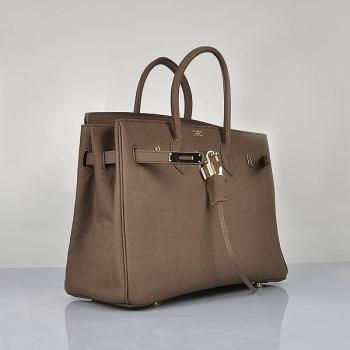 Hermes Original leather 6089 Handbag Lambskin Coffee