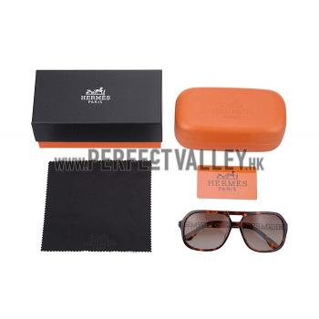 Replica Hermes Aviator With Hermes Logo Havana Sunglasses 307852