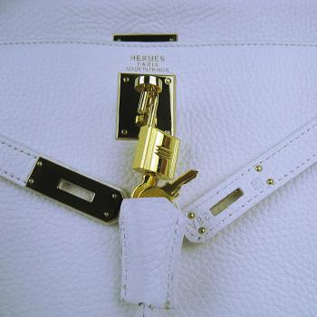 Hermes Kelly 6308 2way Cow Leather White Bag