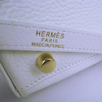 Hermes Kelly 6308 2way Cow Leather White Bag