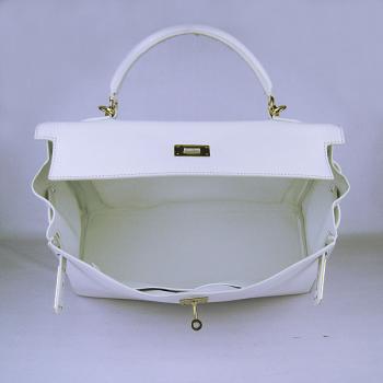 Hermes Kelly 6308 2way Cow Leather White Bag