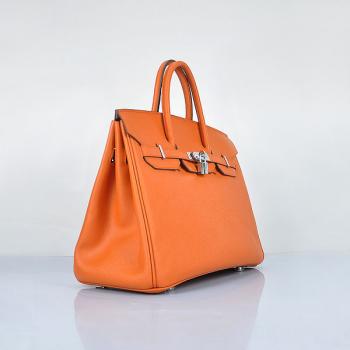 Hermes Original leather 6089 Handbag Cow Leather Orange