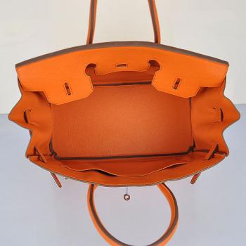 Hermes Original leather 6089 Handbag Cow Leather Orange