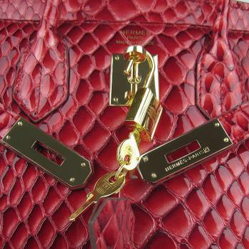 Hermes Birkin 6088 Ladies Snake Leather Red