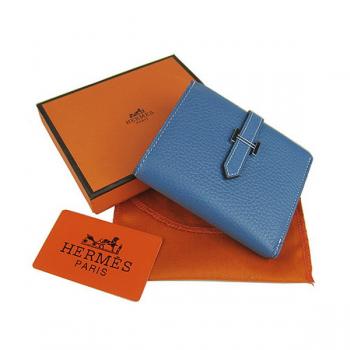 Hermes Wallet H006 Ladies Cow Leather Blue