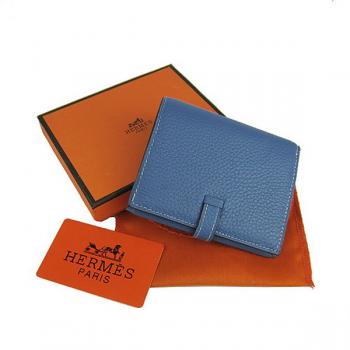 Hermes Wallet H006 Ladies Cow Leather Blue