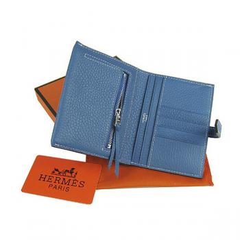 Hermes Wallet H006 Ladies Cow Leather Blue