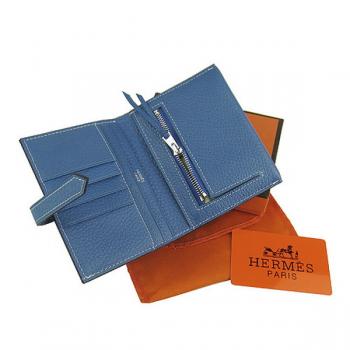 Hermes Wallet H006 Ladies Cow Leather Blue