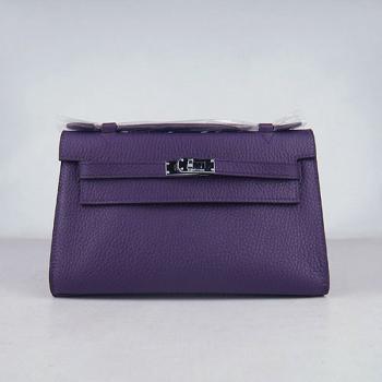 Cheap Hermes Clutches H008 Briefcase Cow Leather Purple Handbag