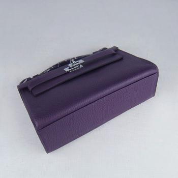 Cheap Hermes Clutches H008 Briefcase Cow Leather Purple Handbag