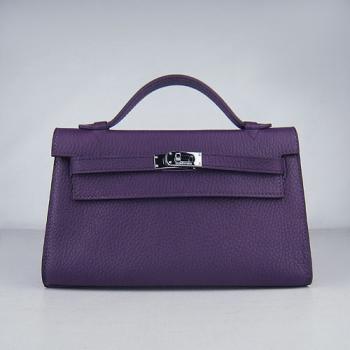 Cheap Hermes Clutches H008 Briefcase Cow Leather Purple Handbag